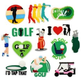 1Pcs PVC Croces Shoe Charms I Love Golf Sport DIY Badge Women Sandals Buckle Kids Pins Decoration Party Favours Shoe Ornaments