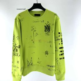 Print amirri amiiri amirl amirlies Fluorescent am imiri Designer Clothing Letter Mens Sweatshirts Hoodies es High Green Street Fashion Brand New Graffiti Ver MFSW