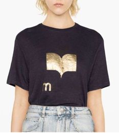 24ss Isabels Marant Fashion Trend Designer T shirt Simple Classic Style Letter Hot Stamp Print Versatile Bamboo Joint Cotton Pullover Women Short Sleeved Tees Tops