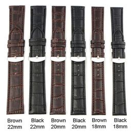 High Quality 18mm 20mm 22mm Genuine Leather Strap Steel Buckle Wrist Watch Band Black Brown Sweatband 320k