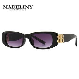 Sunglasses MADELINY Square Women Small Frame Designer Eyewear Unique Vintage Outdoor Gafas Bling Shades UV400 Men MA0392485