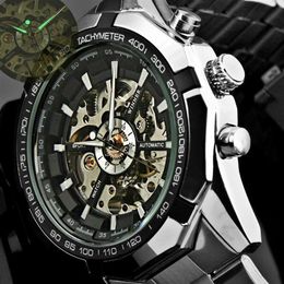 WINNER Automatic Watch Men's Classic Transparent Skeleton Mechanical Watches FORSINING Clock Relogio Masculino With Box283D