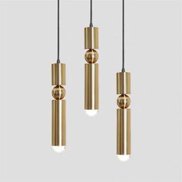 Pendant Lamps Nordic Chrome Brass Metal Design Led Light For Bedroom Bedside Study Aisle Kitchen Fixtures271d