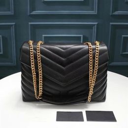 LOULOU Classic Designer Real Leather Chain Bag Super Quality Women Shoulder Bags Lady Style Black Nude Grey 32 and 25cm Two Sizes253S