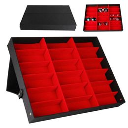 18 Grids Eyeglass Sunglasses Glasses Storage Display Box Holder Case Organiser MDJ998 X0703245Q