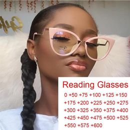 Sunglasses Vintage Transparent Glasses Women Cat Eye Blue Light Filter Computer Frame Improve Comfort Presbyopia Reading2123