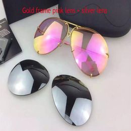 Car brand Carerras 8478 Sunglasses P8478 A mirror lens pilot frame with extra lens exchange car brand large size men brand designe266W