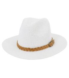 Whole Men Women Foldable Top Hats Panama Caps Summer Sun Protection Straw Hat Wide Brim Outdoor Beach Cap White9631952