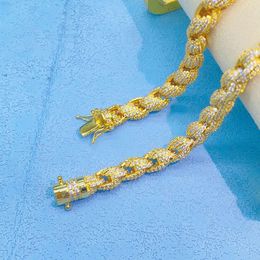 Gioielli completi alla moda Collana con catena cubana Hiphop placcata in oro giallo 18k con diamanti Moissanite Collana in argento sterling 925
