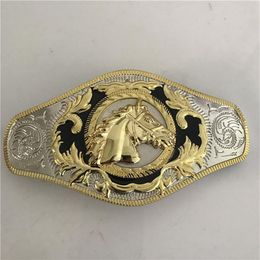 1 Pcs Cool Lace Gold Horse Head Western Cowboy Belt Buckle For Hebillas Cinturon Fit 4cm Wide Belt251R