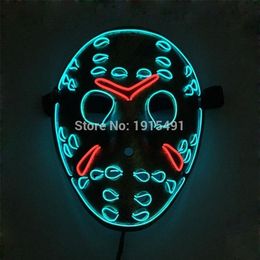 Friday the 13th The Final Chapter Led Light Up Figure Mask Music Active EL Fluorescent Horror Mask Hockey Party Lights T200907208d