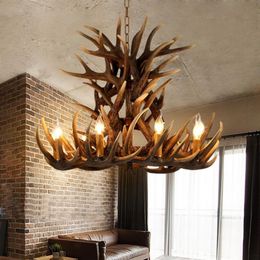 Pendant lamps Antlers Resin Chandelier Lamp Modern LED Antler Chandelier Lustre Chandeliers E14 Vintage Lights Novelty Lighting2729