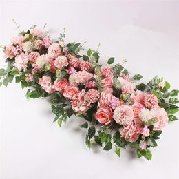 DHL Decorative Flowers 50CM DIY Wedding Flower Wall Arrangement Supplies Silk Peonies Rose Artificial Row Decor Iron Arch Backdrop289f