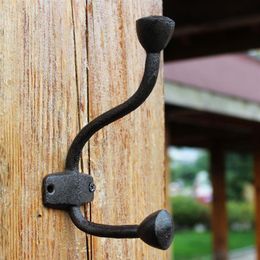 10 Pcs Vintage Coat Rack Cast Iron Hook Brown Hat Wall Hooks School Farm Tack Hall Closet Set Lead Collar Keys Hanger Holder Brown317z