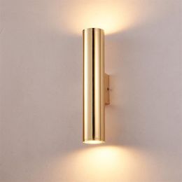 Aluminum Pipe Wall Lamps Gold Bedside Light Vintage Metal Wall Sconce Industrial Aisle Loft LED Wall Light Fixture Height 30CM 50C288i