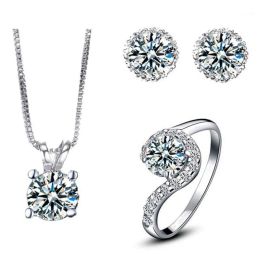 Luxury crystal Earrings & Necklace Wedding Jewellery Sets For Brides Laboratory Earring Rings And Fashion Party Gift