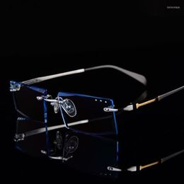 Fashion Sunglasses Frames Mens Eyewear Prescription Myopia Glasses Diamond Cutting Rimless Eyeglasses Professional Custom Hipster 208z