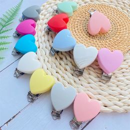 Teethers Toys 10PCS Heart shape Silicone Pacifier Clip Pacifier Chain Holder Soother Nursing Clips BPA Free Pacifier Chain Accessories 231208