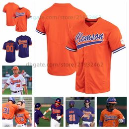 Custom Clemson Tigers Lleyton Lackey baseball jerseys Tristan Smith Nathan Dvorsky Jacob McGovern Nathan Hall Cam Cannarella Blake Wright Jimmy Obertop