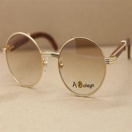 Decor Wood frame 7550178 Octagon Sunglasses Round men famous silver gold metal frame C Decoration high quality lenses Diamond280W