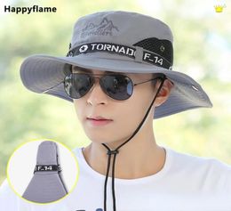 Fashion Summer Bucket Hat Sun Hats for Men Outdoor Fishing Travel Safari UV Protection Beach Hats Mesh Breathable Wide Brim Hat 222724193