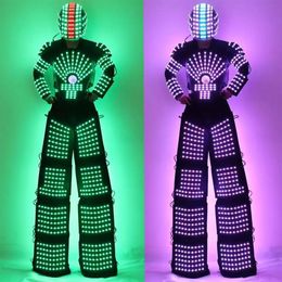 LED Robot Suit Costume High Heel Kryoman Robot David Guetta Stilts Walker Light266b