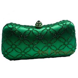Smaragd mit Vollblumen-Dunkelgrün-Strasskristall Clutch Evening Bags für Frauenparty Hochzeit Brautkristallhandtasche und Box1806