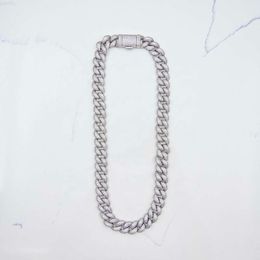 Buss Down 14mm Miami Pave Setting Sterling Silver Iced Out Vvs Moissanite Cuban Link Chain Necklace