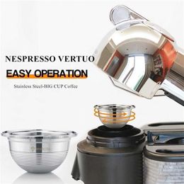 BIG CUP Espresso Capsulas Recargables Nespresso Vertuoline & Vertuo Stainless Steel Refillable Coffee Philtre Reusable Pods 210331292t