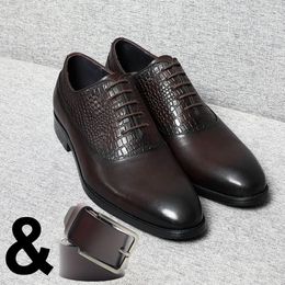 Men's Handmade Cow Genuine Dress 299 Leather Lace-up Plain Toe Oxfords Black Coffee Office Career Formal Shoes for Men 231208 150