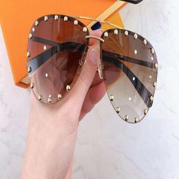 The Party Pilot Sunglasses Studes Gold Brown Shaded Sun Glasses Women Fashion Rimless Sunglasses Eye Wear With Box2956