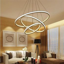 Circular Modern LED Pendant Lamp Double Glow Chandelier Lighting Aluminium Hanging Droplights for Dining Living Room Indoor Lights2635