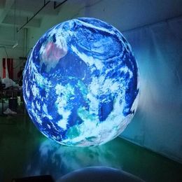 2m hanging LED inflatable earth ball giant inflatable globe balls for events decoration223U