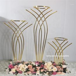 10pcs Factory Whole Wedding Tall Metal Table Centrepiece Stands Flower Vase Stand Gold Column Decoration1254C