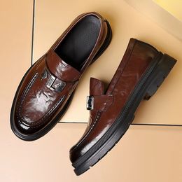 Shoes 142 Business Dress Leather Formal Mens Office Work Flats Oxfords Breathable Party Wedding Loafers 231208 320