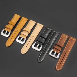 Watch Bands Leather strap fat rugged frosted head layer cowhide 20 22 24 26mm T230420293d