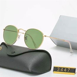 2021 Classic Design Brand Round Sunglasses UV400 Eyewear Metal Gold Frame Glasses Men Women Mirror glass Lens Sunglass with box239B