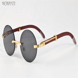 wood sunglasses for mens women new fashion buffalo horn glasses rimless round clear lenses wood frame sun glasses271y