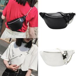 White Black Fashion 2020 Women Waist bag Chain Belt Style Leather Chest Bags High quality fanny pack waist leg bag Shoulder mini2164