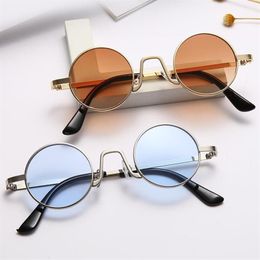 Sunglasses Round Steam Punk Men Women Brand Designer Small Circle Sun Glasses Vintage Metal Frame Driving Eyewear 9-BLS9301267S