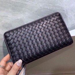 Weaving Clutch Bag Women Coin Purse Card Bags Lady Wallet Fashion Hand Knitting Zipper Classic Sheepskin Genuine Leather Short Lon293R