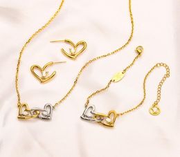 Never Fading 14K Gold Plated Luxury Brand Designer Pendants Necklaces Stainless Steel Double Letter Choker Pendant Necklace Chain 2454915