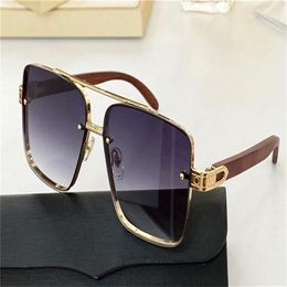 New fashion design sunglasses 8200991 square metal frame wooden temples simple generous style top quality uv400 protective glasses267q