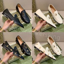 8Designer G Flat shoes Loafers Princetown High Quality Metal Buckle Ladies Leather Printed embroidery Bee Men Women Luxury Shoes size 35-45 with box