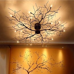 8 10 12 15 20 LED Ceiling Lights American Country Branch Lustre Iron Ceiling Lamp Living Room Home Decor Lighting Fixtures324T