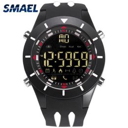 SMAEL Digital Wristwatches Waterproof Big Dial LED Display Stopwatch Sport Outdoor Black Clock THOCK LED Watch Silicone Men 8002262d