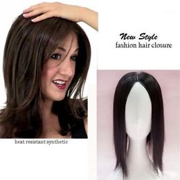 Mono Lace hair toupee thin skin natural Hair Topper Party Hairpiece Top Piece Women Straight replacement clip closure12730