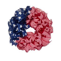 Decorative Flowers & Wreaths Patriotic Independence Day Wreath DIY America Garland For Front Door Fourth Of Julys And Veterans Dec291g