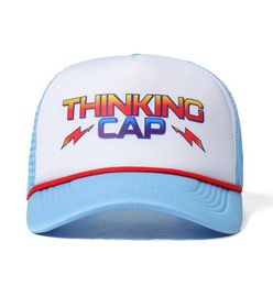 Stranger Things Season 4 Cosplay Hat Dustin Henderson leather Baseball Cap Retro Mesh Thinking Hats Prop Accessories Adjustable Ca8572480