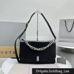 23 fall BBsoft Designer Bag Oil Wax Skin Crack BB Soft Bag Flip Silver Chain Crossbody Shoulder Bag